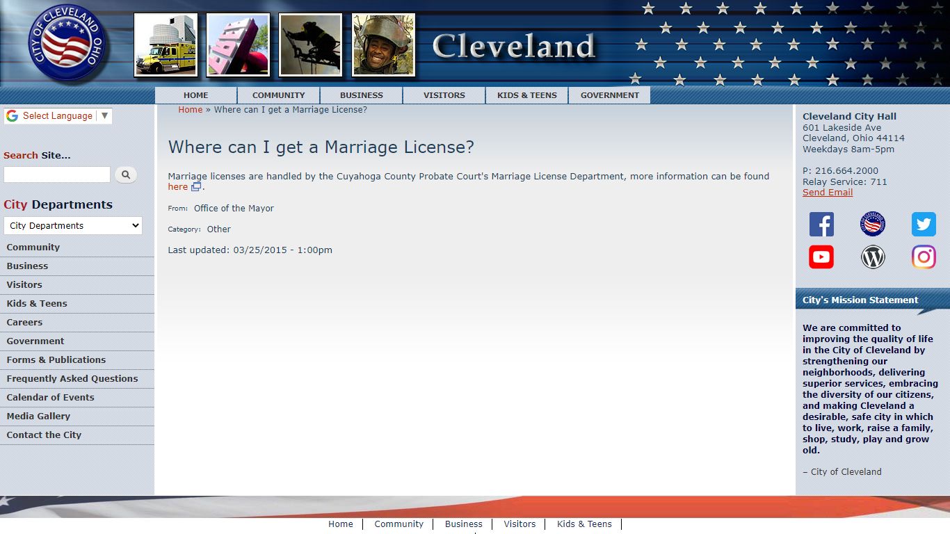 Where can I get a Marriage License? | City of Cleveland