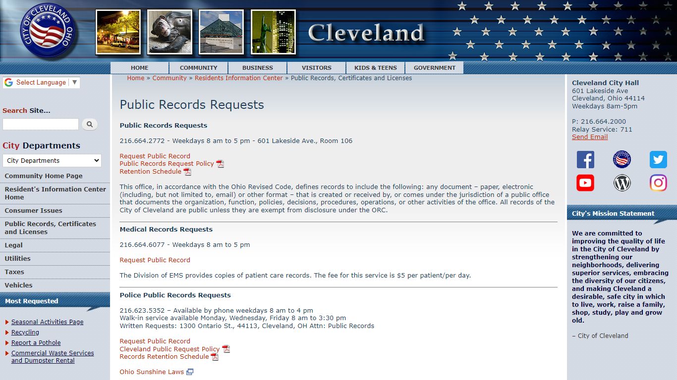 Public Records Requests | City of Cleveland