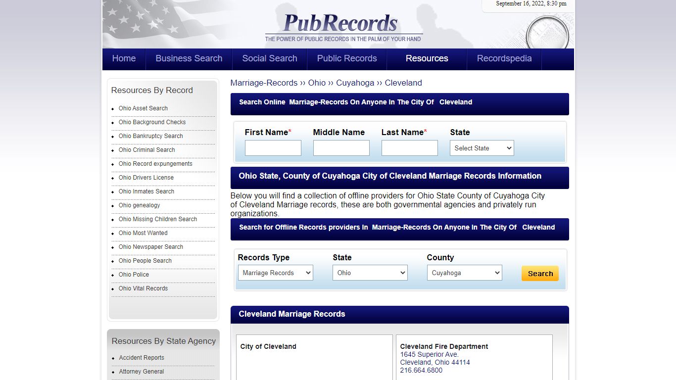 Cleveland, Cuyahoga County, Ohio Marriage Records - Pubrecords.com