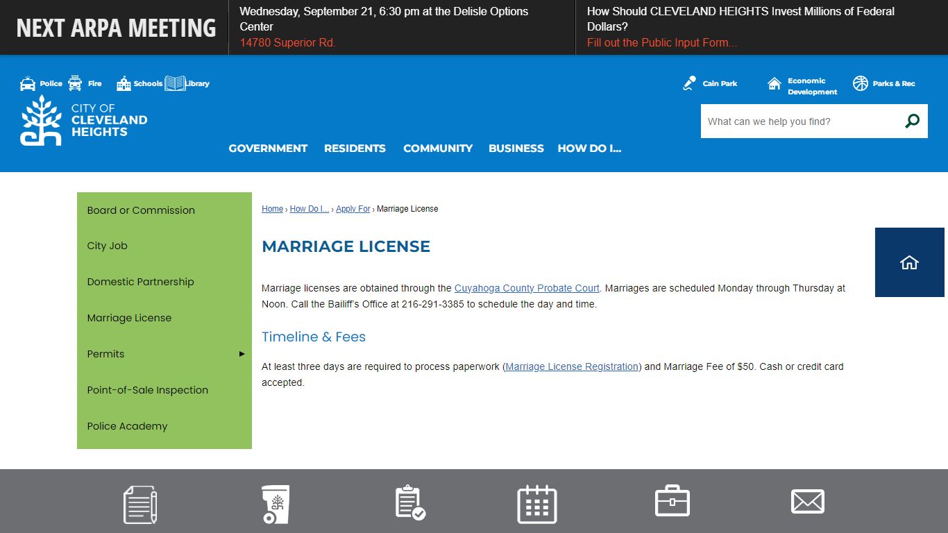 Marriage License | Cleveland Heights, OH